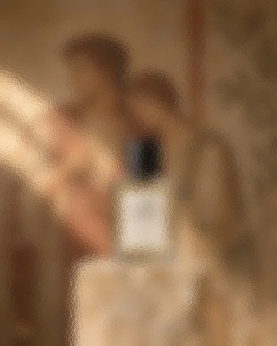 EMBRACE eau de parfum on Limburg marlstone, against a softly faded fresco of a figure in profile